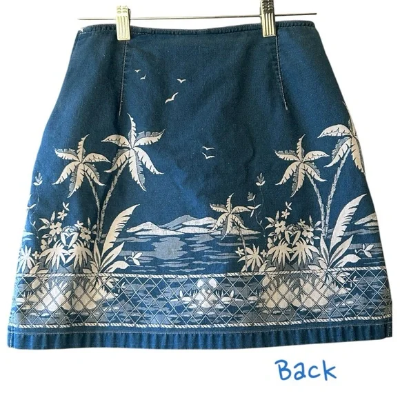 VTG Liz Claiborne Tropical Denim Skirt 2 Petite - Picture 2 of 11